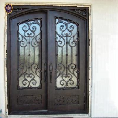 China Lowes Wrought Iron Security Entrance Door Galvanized Steel Powder Coated for sale