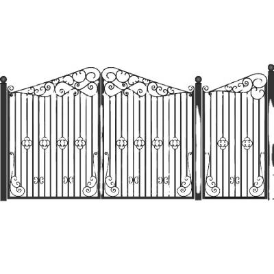 China R0136 Modern Style Solid Iron Wrought Main Gate Finished Surface Graphic Design for sale