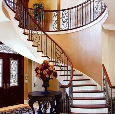 China modern classical style Indoor spiral wrought iron staircase for villa decoration for sale