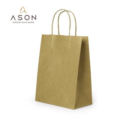 China Custom jewelry packaging makers spot can print logo portable kraft paper bag jewelry gift bag for sale