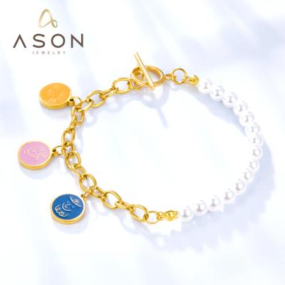 China 2022 New Popular Cute Design Nickel Free Colorful Bead 18K Gold Stainless Steel Pendant Plated Chain Bracelets Jewelry for sale