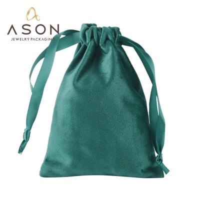 China PU Velvet Cloth Bag Small Drawstring Flannel Jewelry Accessories Pouch High End Leather Storage Bag Pouch for sale