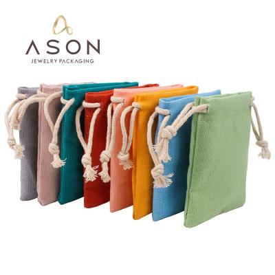 China Wholesale Canvas Jewelry Cotton Gift Bag Storage Jewelry Pouch Group Cotton Spot Color Flannel Packaging Bag for sale