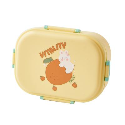 China New Warm Cute Children's Heatable 3 Compartments Rectangular Plastic Rabbit Plastic Bowl Lunch Portable Microwavable Bowl for sale