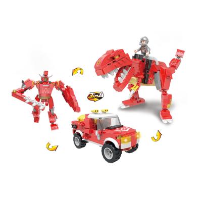 China Building Toy 3 In 1 262 Pcs Educational Dinosaur Robot Truck Transform Building Blocks Toys For Children for sale