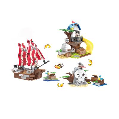 China Building Toy 3 In 1 Development 260 Pcs Educational Pirate Ship Skull Castle Building Block 3D Model Toys For Children for sale