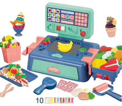 China DIY Toy Educational Supermarket Toy Cash Register Vegetable Fruit Ice Cream Funny Color DIY Model Clay for sale