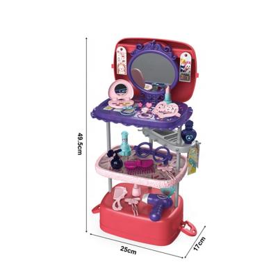 China Girls Dressing Table Set Toys Pretend Game Girls Dressing Table Fashion Movable Backpack Set Make Up Changeable Type Toy 3 Modes for sale