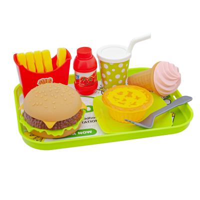 China Preschool Kids Play Kindergarten Set Pretend Play Toys Hamburger Ice Cream Kitchen Plastic Toy Set For Children for sale