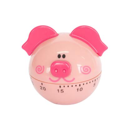 China Cute Round Pig Shaped Kitchen Timer Mechanical Pink Mechanical Timer for sale