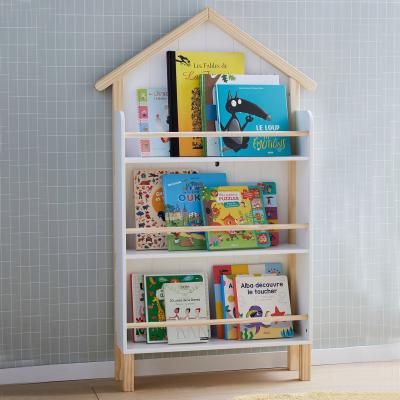 China Nordic High Quality Eco-friendly Material Kids Wooden Shelf Bedside Bookcase For Storage for sale