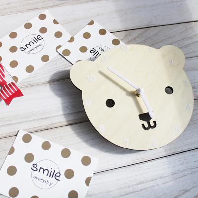 China Nordic Cute Wooden Clock Wall Hanging Toy Baby Style Small Home Decor for sale