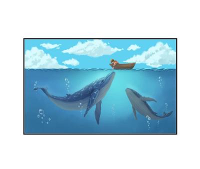 China Oil Painting Cartoon View Children Whale Room Decoration Hanging Picture for sale