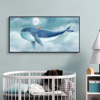 China Hanging picture of cartoon cartoon blue whale in bedroom kids room for sale