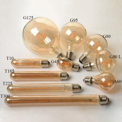 China Home Vintage Edison Style LED Filament Long Lamp E27 4W 6W Tube Lighting Antique Led Bulb T30 T10 T185 T225 T300 for sale