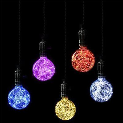 China Colorful Decoration Lamps 220V E27 Decorative Copper Wire Led Bulb G80 G95 G125 A60 ST64 for sale