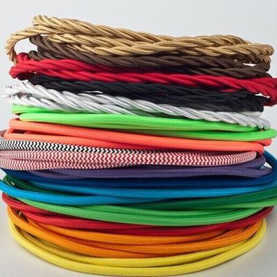 China Home Decor Fabric Cable Cotton Textile Overhead Decorative Ignition Cable Or Tie Circuit Braided Electrical Wire With Plug for sale