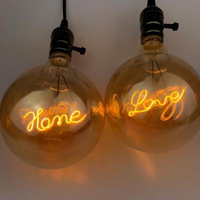 China All Love Word Design Curved Filament Decorative LED Lighting Soft Bulb/Home Edison Light Globe Edison Light Globe Use G125 5W Filament Lamp Decorative Soft Bulb For Decorative Lighting for sale