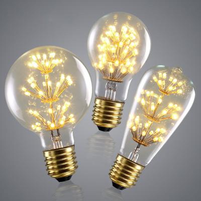 China All Kinds of Decorations New Product LED Fireworks Filament Light Vintage Starry Edison Style LED Bulb 3W 220V ST64 Decorative Lamp for sale