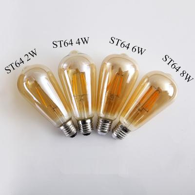 China Vintage E27 LED Dimmable Edison Light Bulbs Warm White LED Filament Vintage Edison Led Bulbs 6W Style ST64 Lighting for sale