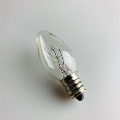 China Bedside 120v 240v 15w e12 e14 incandescent light bulb c7 candle lamp indicator light bulb for sale