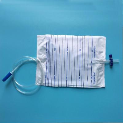 China Quality 2000ml Medical Grade PVC Cornish Medical Urine Bag With T-Valve for sale