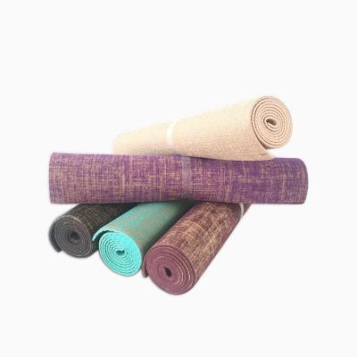 China Anti slip style 2020 wear resistant eco-friendly new wholesale non slip eco-friendly custom printed pilates mat jute pvc yoga mat for sale