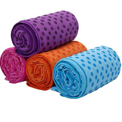 China Hot Selling Anti Slip Non Slip Custom Logo Printed Towels With PVC Dots Microfiber Yoga Mat Towel for sale