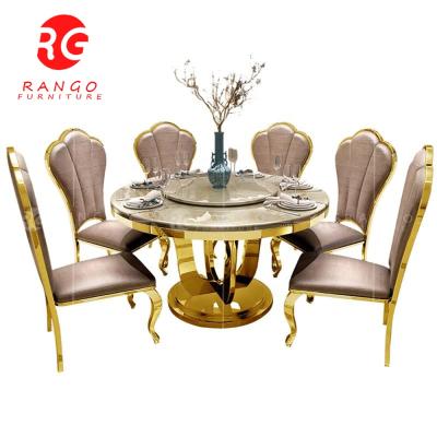 中国 Marble (Height) Adjustable Dining Table For Dining Room Furniture Stainless Steel Round Table Luxury Turntable For Dining Table 販売のため