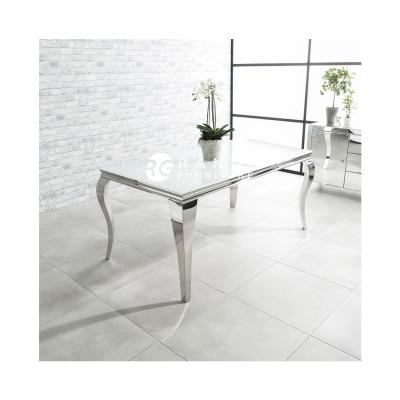 China Adjustable (Height) Customized European and American Style Indoor Furniture Simple Stainless Steel Marble Dining Table for sale