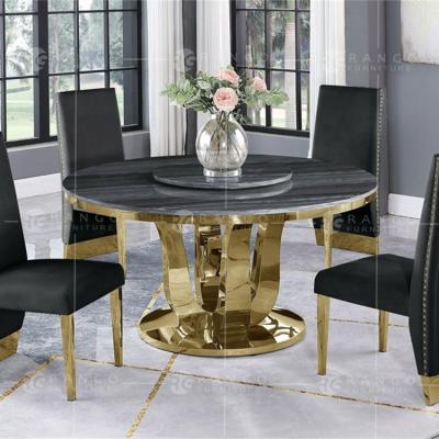 China Adjustable (Height) Round Dining Set For Round Marble Table 4 White Marble Top Dining Table for sale