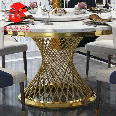 China (Size) 200cm Adjustable Diameter Round White Marble Top Dining Table With Lazy Susan Dining Room Furniture for sale