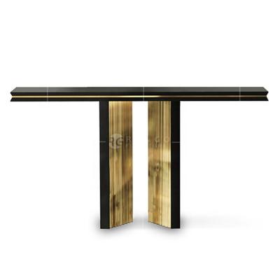 China (Size)Adjustable Console Table Fancy Black And Gold Sofa Table Modern Gold Hallway Table for sale