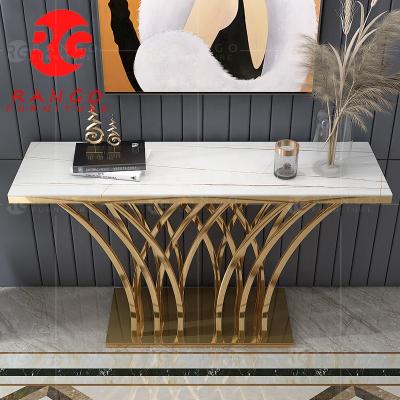 중국 (Size) 2022 Adjustable White Marble Top Mounted Gold Corridor Table TV Cabinet Console Sofa Table 판매용