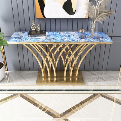 China (Size) 2022 sofa gold hallway table living room furniture adjustable marble top polished console table for sale