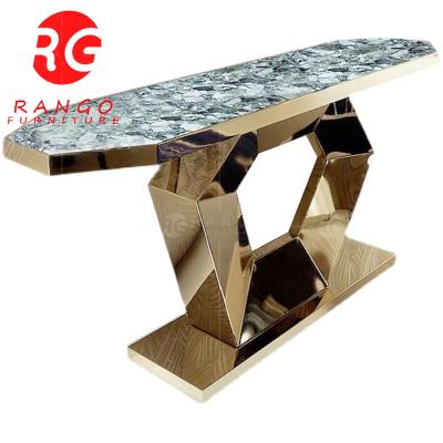 중국 (Size) 2022 adjustable console table sofa luxury natural marble top table rose gold hallway table 판매용