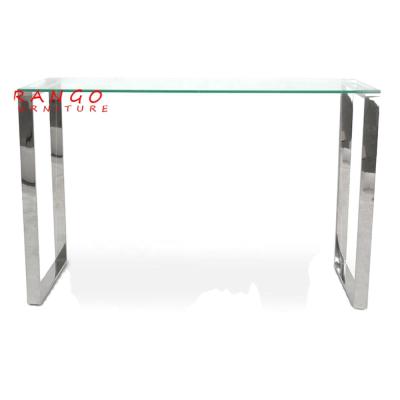 중국 2022 Silver hallway table console table tempered glass adjustable glass table top sofa stainless steel legs (height) 판매용