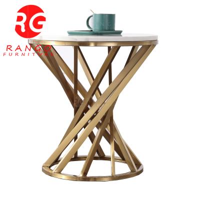 China RG01 Rose Gold Adjustable Table (Height) Gold Corner End Table With Marble Top Rose Gold End Table for sale