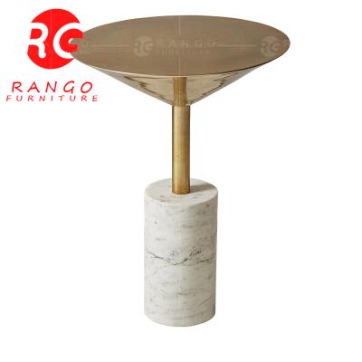 China (Size) RG01 adjustable gold end table with marble top rose gold corner table rose gold end table for sale