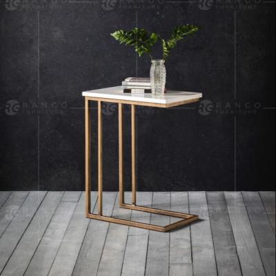 China (Size) RG01 adjustable gold end table with marble top rose gold corner table rose gold end table for sale