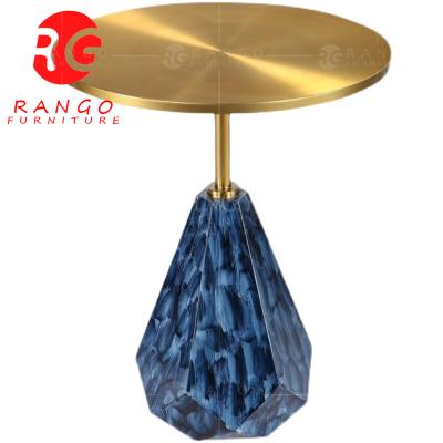 China (Size) RG01 Stainless Steel Top End Table Modern Design Corner Table Adjustable White Marble Gold Side Table for sale