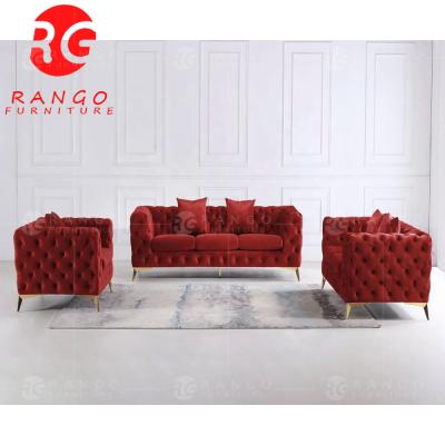 China Adjustable Modern Brown Velvet Sofa Set Button Tufted Navy Blue Sofa (Other) R1 for sale