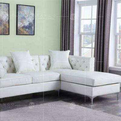 China Adjustable Modern Brown Velvet Sofa Set Button Tufted Navy Blue Sofa (Other) R1 for sale