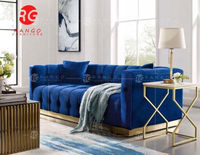 China Adjustable Modern Brown Velvet Sofa Set Button Tufted Navy Blue Sofa (Other) R1 for sale