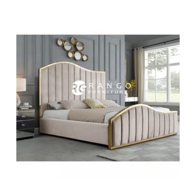 China Hot Selling High Quality And Guarantee Popular Bedroom Double Modern Luxury Leather Bed Set With Headboard for sale