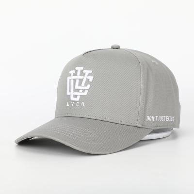 China BSCI 5 Panel Custom Made COMMON Logo Baseball Sports Cap Snap Gray Cotton 3D Embroidery Back Dad Hat High Quality for sale