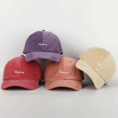 China BSCI COMMON OEM Custom Design Embroidery Logo Baseball Cap, High Quality 6 Panel Men Women Corduroy Dad Hat for sale