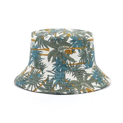 China 2021 Brand New Well-designed Cotton Adult Wide Brim Summer Beach Outdoor Palm Tree Printed Fishing Bucket Hats Hat for sale