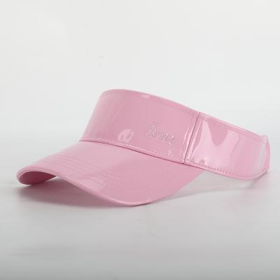 China Wholesale Custom Designer Character High Quality Embroidery Logo Pink PU Leather Sun Visor Hat For Women for sale