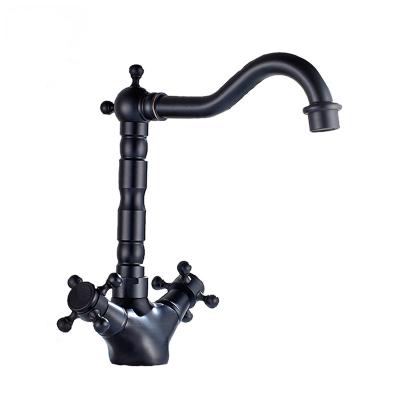 China Sense Faucets Black Copper Kitchen Faucet European Cold And Hot Faucet for sale